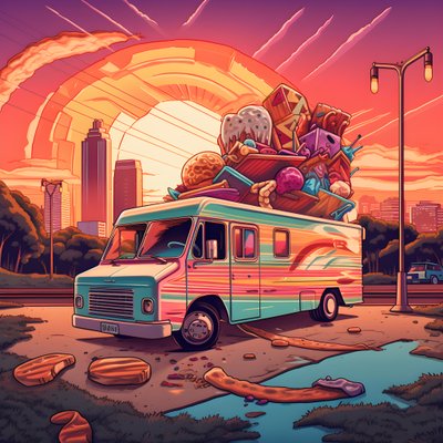 un cartel artístico para un evento de food trucks en un parque de skate del norte de California 3 de Kurt Heppke