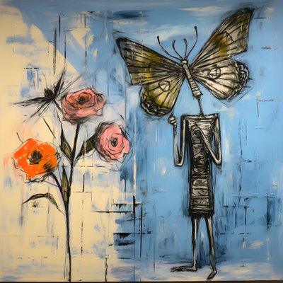 acuarela original de un ángel que sostiene una mariposa 1 de Kurt Heppke