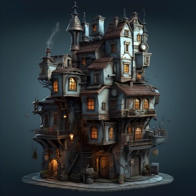 una manzana con edificio y escalera de piedra 2 de Kurt Heppke