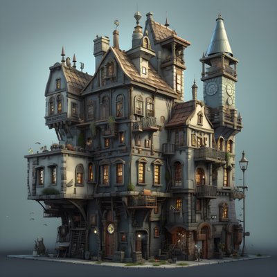 una manzana con edificio y escalera de piedra 3 de Kurt Heppke