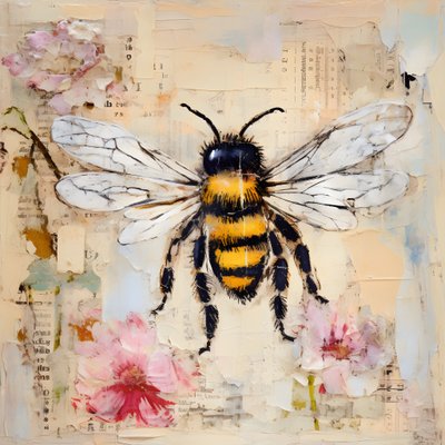 una abeja ilustración en pastel impasto óleo técnica 1 de Kurt Heppke