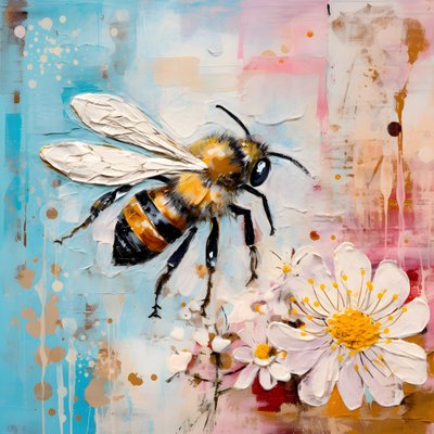 una abeja ilustración en pastel impasto óleo técnica 2 de Kurt Heppke