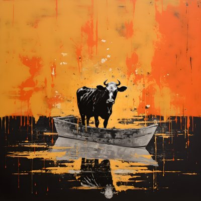una vaca en una barca en un lago 3 de Kurt Heppke