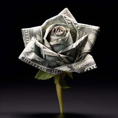 una rosa hecha de billetes de 100 dólares, que son eléctricos 2 de Kurt Heppke