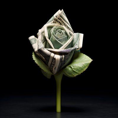 una rosa hecha de billetes de 100 dólares, que son eléctricos 4 de Kurt Heppke