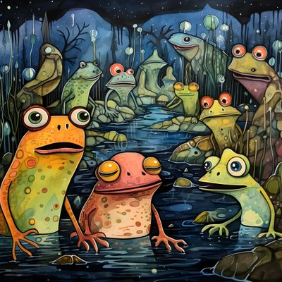 Acuarela y tinta a toda página de Froeschen 1 de Kurt Heppke