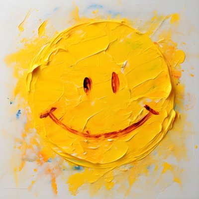 Carita sonriente amarilla pintada en Impasto 1 de Kurt Heppke