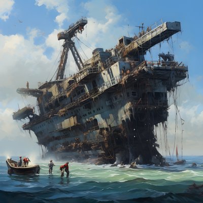 Gran pecio sacado del mar por una grúa 4 de Kurt Heppke