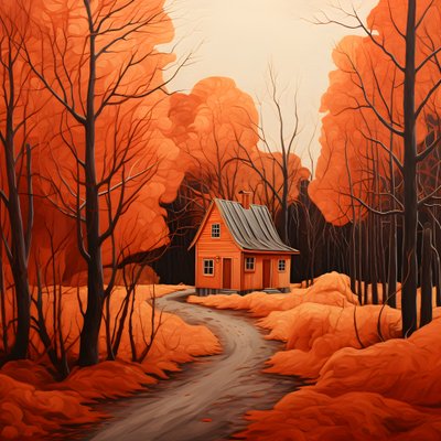 gran casa roja sobre fondo azul 2 de Kurt Heppke
