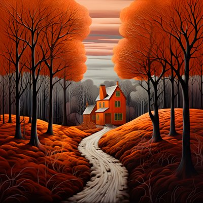 gran casa roja sobre fondo azul 4 de Kurt Heppke