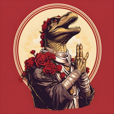 reina asesina rezando T-Rex 1 de Kurt Heppke
