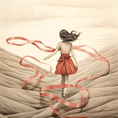 dibujo ingenuo de una niña con una cinta bailando 4 de Kurt Heppke
