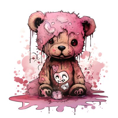 peluche unisex rosa con tatuaje marrón en la frente 1 de Kurt Heppke