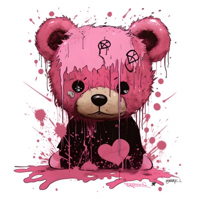 peluche unisex rosa con tatuaje marrón en la frente 3 de Kurt Heppke
