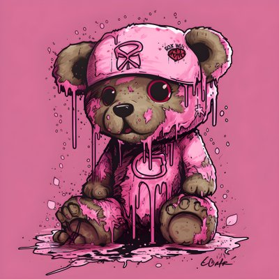 peluche unisex rosa con tatuaje marrón en la frente 4 de Kurt Heppke