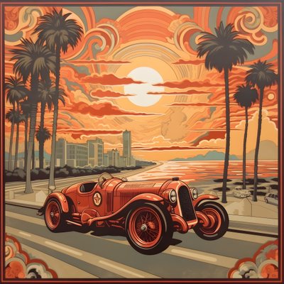 bella, elegante y minimalista obra maestra acolchada en el estilo artístico de Shepard Fairey::1 conmemora el Gran Premio de Mónaco de 1940, coches de carreras históricos compitiendo entre sí.  1 de Kurt Heppke