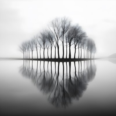 fotos en blanco y negro de árboles sobre el agua 3 de Kurt Heppke