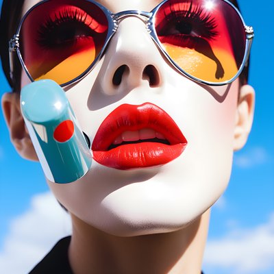 super cerca de una paleta de colores derritiendose junto a la boca de una mujer 4 de Kurt Heppke