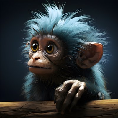 este es un dibujo de un mono joey con un ojo al estilo de los estudios de personajes surrealistas emotivos, coloreado, poses pensativas, topcor 58mm f/1.4, ilustraciones caricaturescas, #vfxfriday, solarizing master 1 de Kurt Heppke