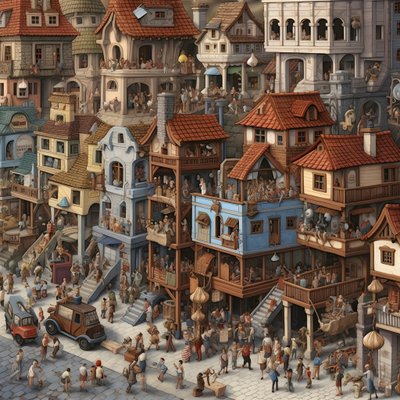 ciudad con mucha gente realista 2 de Kurt Heppke