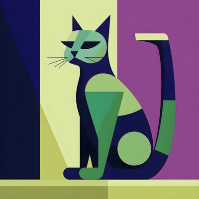 para crear un llamativo contraste, el contenido gato plateado se asienta en el estilo de líneas limpias modernistas 2 de Kurt Heppke
