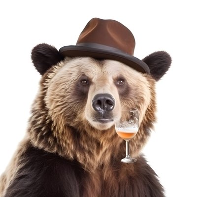 un oso con sombrero de copa una jarra de cerveza de frente y de perfil sobre fondo blanco 3 de Kurt Heppke