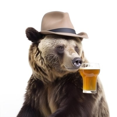un oso con sombrero de copa una jarra de cerveza de frente y de perfil sobre fondo blanco 4 de Kurt Heppke