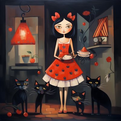mujer gato loca vestida 1 de Kurt Heppke