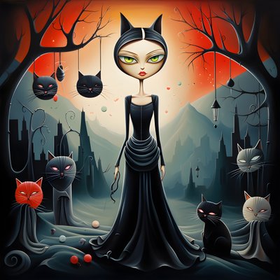 mujer gato loca vestida 2 de Kurt Heppke