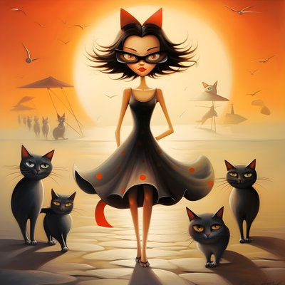 mujer gato loca vestida 3 de Kurt Heppke