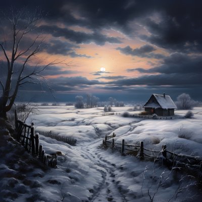 paisaje nevado. Una granja medial 1 de Kurt Heppke
