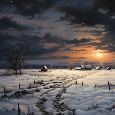 paisaje nevado. Una granja medial 2 de Kurt Heppke