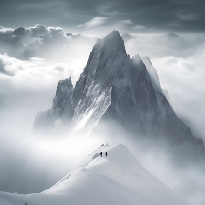 dos personas esquiando sobre una montaña nublada 4 de Kurt Heppke