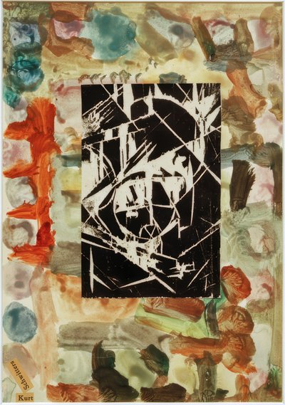 Sin título (Collage con xilografía sobre pintura abstracta) de Kurt Schwitters