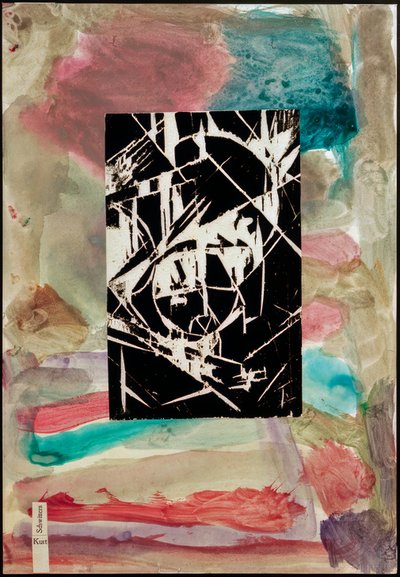 Sin título (Collage con xilografía sobre pintura abstracta) de Kurt Schwitters