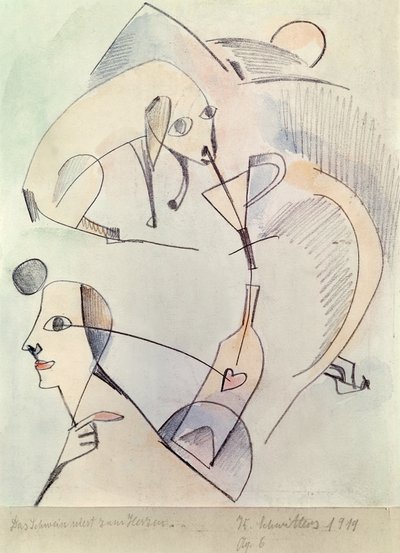 El cerdo estornuda hacia el corazón, 1919 de Kurt Schwitters