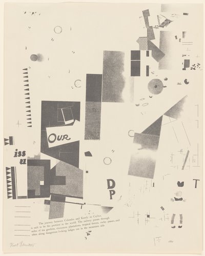 Sin título, nº 6 de 6 del portafolio Merz 3. Kurt Schwitters 6 litografías. Carpeta Merz. Primer portfolio de la editorial Merz (Merz 3. Kurt Schwitters 6 lithos. Merz Portfolio. First Portfolio of the Merz Publisher) de Kurt Schwitters