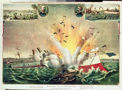 Destrucción del acorazado estadounidense Maine en el puerto de La Habana, 15 de febrero de 1898 de Kurz and Allison