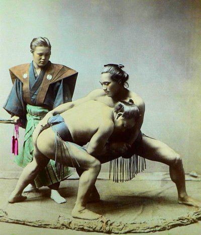 Luchadores de sumo, c.1880 de Kusakabe (attr. to) Kimbei