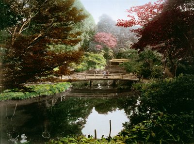 Jardín ornamental japonés en flor de Kusakabe Kimbei