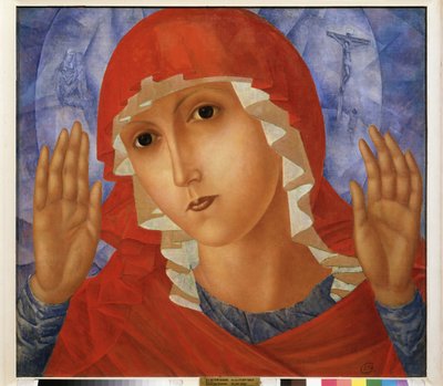 La Virgen de la Compasión. Pintura de Kuzma Sergeevich Petrov Vodkin (Petrov-Vodkin) (Kouzma Petrov Vodkin) (Petrov-Vodkin) (1878-1939), óleo sobre lienzo de Kuzma Sergeevich Petrov Vodkin