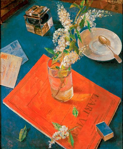 Rama de un Cerezo de Pájaro en un Vaso de Kuzma Sergeevich Petrov Vodkin