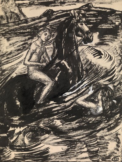 Ilustración para La princesa de la marea de Mikhail Lermontov de Kuzma Sergeevich Petrov Vodkin