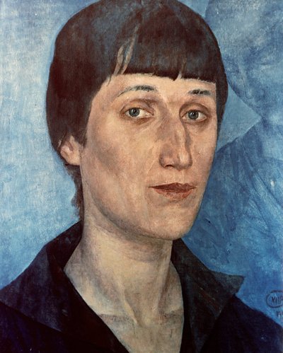 Retrato de Anna Ajmátova, poeta rusa de Kuzma Sergeevich Petrov Vodkin