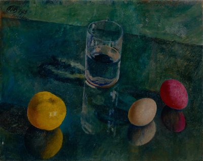 Naturaleza Muerta Contra un Fondo Verde, 1924 de Kuzma Sergeevich Petrov Vodkin
