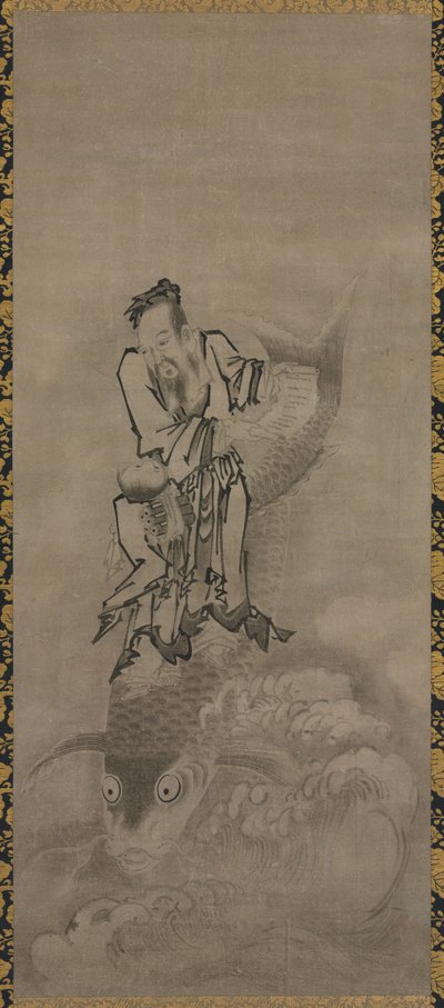 Hotei con inmortales taoístas de Kyūseki Tomonobu