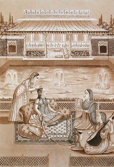 Mujer india en su tocador, principios del siglo XIX de L.A. and Morret J.B. Lecerf