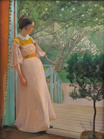 En las ventanas francesas. La esposa del artista de Laurits Andersen Ring