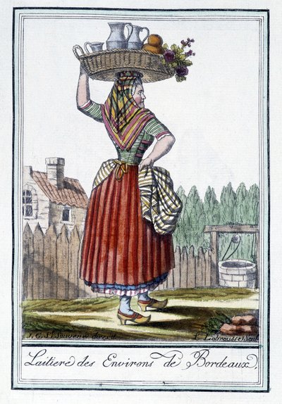 Lechera de los alrededores de Burdeos - en Encyclopédie des voyages por J. Grasset St Sauveur, Deron, París de L.F. Labrousse