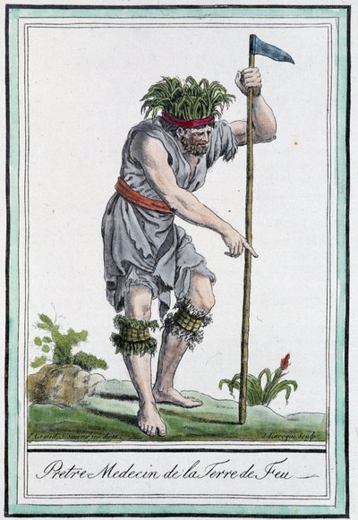 Sacerdote médico de Tierra del Fuego (Chile) - en Encyclopedia of Voyages por J. Grasset St Sauveur de L.F. Labrousse